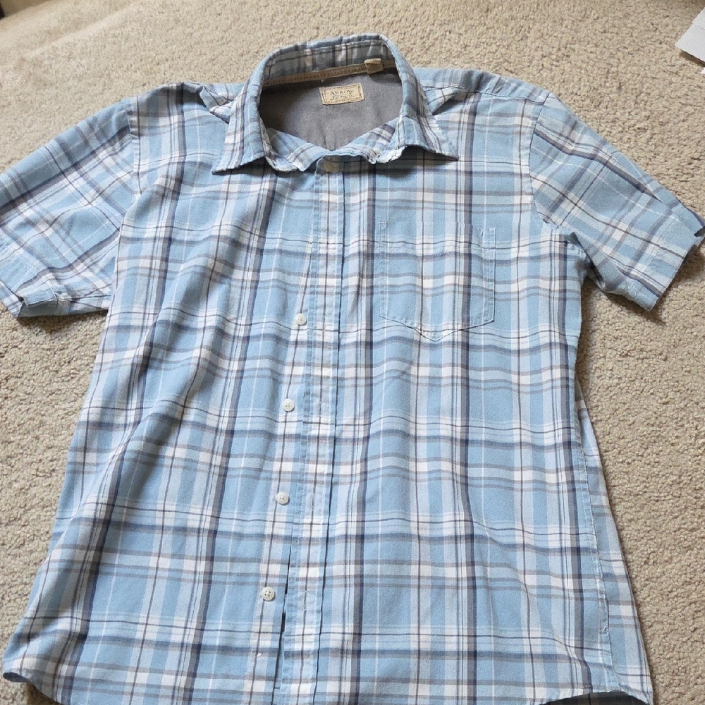 Blue And Gray Plaid Men's Shirt